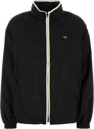 Prada Black Logo Mock Collar Jacket