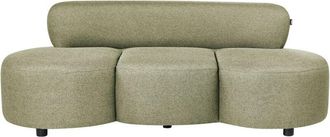 Beliani 3 Seater Sofa Olive Green Fabric Upholstery Couch without Armrests Curved Backrest Retro-Inspired Living Room BLAVAND