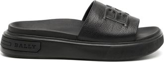 Bally embossed-logo leather sandals - men - Calf Leather/Calf Leather/Rubber - 45 - Black