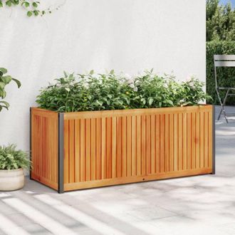 vidaXL Vidaxl - Jardinera De Madera Maciza De Acacia Y Acero 110x45x44 Cm