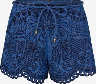 Zimmermann Bestickte Shorts aus leichtem Denim