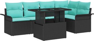 vidaXL Set Divano Da Giardino 6 Pz Nero Vidaxl