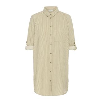 Kaffe Camicia Tunica a Righe Chincilla Bianco - - Dresses - Donna - Multicolore - L