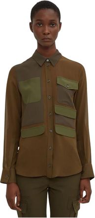 Altuzarra Zijden Gepatchte Shirt - Dames - Overhemden - Groen - S - Overhemden