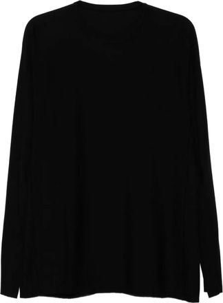 Devoa T-shirt in cotone con orlo a taglio vivo - Nero