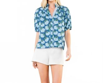 THML Clothing Hydrangea Short Sleeve Shirt In Blue