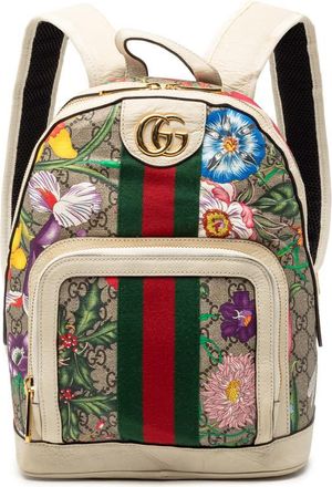 Gucci Pre-owned Gucci Small GG Supreme Flora Ophidia Backpack Unisex 547965 493075