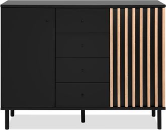 MondoViro Aparador moderno acanalado con 2 puertas y 4 cajones, 118x40 cm, 90 cm