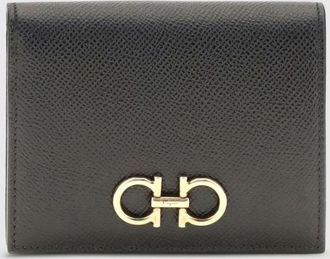 Ferragamo Portafoglio bifold Gancini in pelle di vitello con portamonete