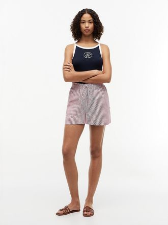Tommy Hilfiger Womens Striped Poplin Pull-On Short - Summer Stripe - XL