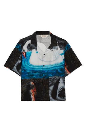 Brain Dead Copia Graphic Camp Shirt in Black Multi at Nordstrom, Size Xx-Large