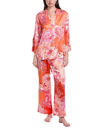 Natori 2pc Flourish Printed Satin Pajama Pant Set