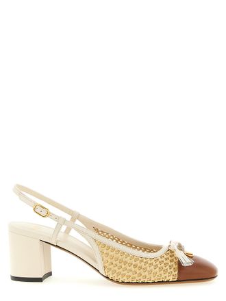 Valentino Garavani Beige Goatskin Mid Heel Womens Pumps