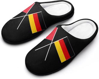 Generic German French Friendship Flags Mens House Slippers Memory Foam Washable Cotton Slip on Home Shoes
