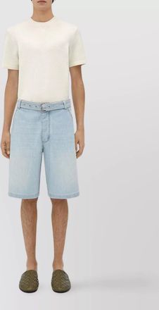 Bottega Veneta knee length bleached denim shorts with five pockets