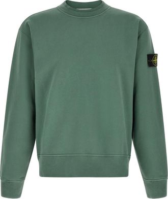 Stone Island Green Solid Crew Neck Sweatshirt