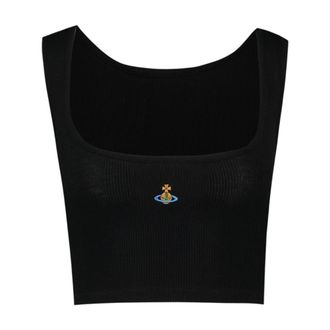 Vivienne Westwood Cropped Ribbed Viscose Tank Top - Black