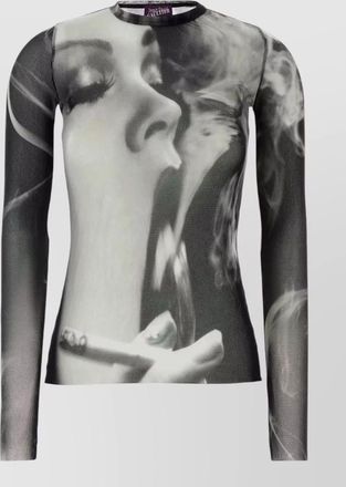 Jean Paul Gaultier printed mesh long-sleeve top