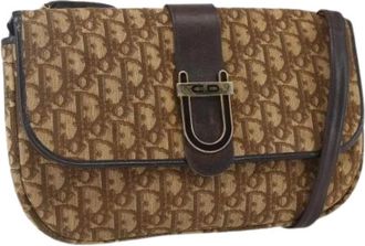Dior Pre-owned Shoulder Bags, female, Beige, Size: ONE SIZE Pre-owned Vintage Trotter Canvas Shoulder Bag