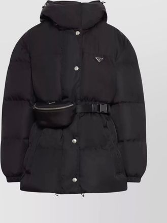 Prada quilted hooded belted puffer jacket