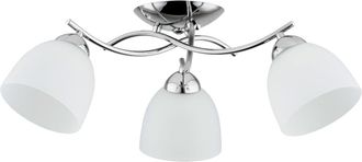 OEM L&aacute;mpara De Techo Cromada De 3 Bombillas Con Pantallas Blancas Para Sal&oacute;n O Recibidor 3xe27 15w Torino Alfa