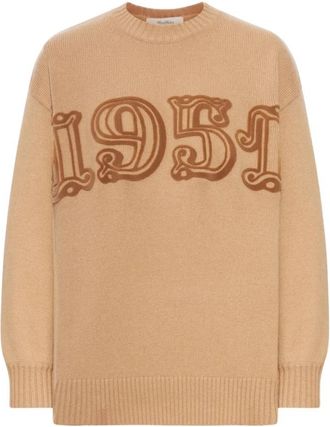 Max Mara Fido Sweater - Dames - Ronde hals truien - Beige - L - Wol - Truien & Vesten