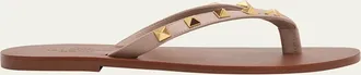 Valentino Garavani Rockstud Leather Flat Thong Sandals
