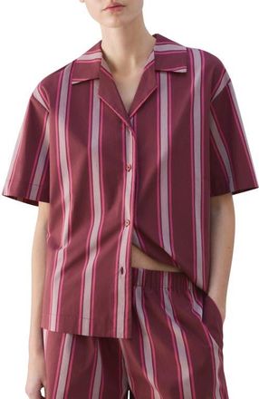 Mango Stripe Short Sleeve Cotton Pajama Top in Fuchsia at Nordstrom, Size Medium