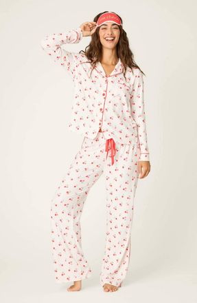 PJ Salvage Ma Cherie Valentines Pajama Set In Ivory / Pink Cherry Print
