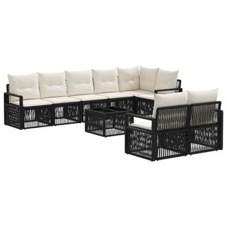 vidaXL Set Divano Da Giardino 9 Pz Nero Polyrattan Vidaxl
