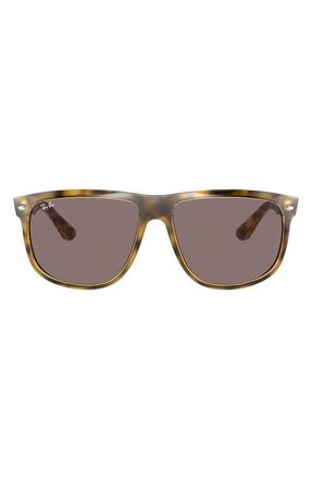 Ray-Ban Boyfriend 60mm Flat Top Sunglasses in Shiny Havana/Violet at Nordstrom