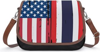 Generic USA Thailand Flag Crossbody Bag Womens Handbag PU Message Bags Shoulder Purse with Adjustable Strap