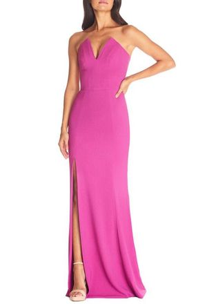 Dress The Population Fernanda Strapless Evening Gown in Hibiscus at Nordstrom, Size Xx-Large