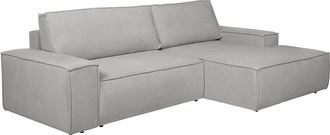 Vente-Unique Sof&aacute; cama rinconera derecha en tela texturizada gris AMELIA