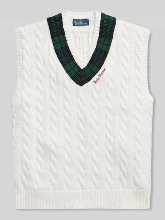 Polo Ralph Lauren Regular Fit Pullunder aus reiner Baumwolle in Offwhite, Gr&ouml;&szlig;e XXL