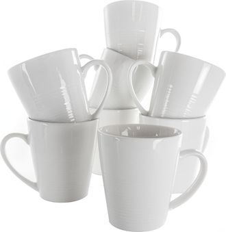 Elama Amie 8 Piece 12 Ounce Porcelain Mug Set in White at Nordstrom