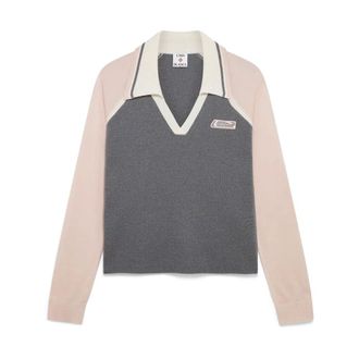 Casablanca V-neck Knitwear, female, Gray, Size: L Sporty Polo