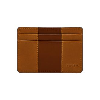 Fossil Wallet for Men Everett, Leather/PVC Trim Card Case Medium brown 10.2 cm L x 0.6 cm W x 7.0 cm H ML4398210
