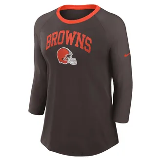 Nike Cleveland Browns Nike Womens NFL 3/4-Sleeve T-Shirt in Brown | 01UE01QP9I-PVL