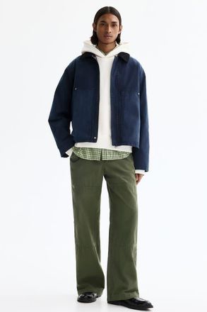 H&M Relaxed Fit Trousers in Khaki Green at Nordstrom, Size 28