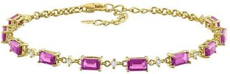 Rina Limor Silver 4.03 Ct. Tw. Rhodolite, White Topaz Station Bracelet