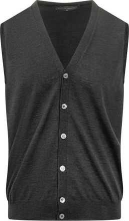 FILIPPO DE LAURENTIIS Vest met Knopen - Heren - Vesten - Grijs - 2XL - Wol - Truien & Vesten