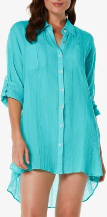 Helen Jon Camp Shirt Cover-Up in Seafoam Aqua at Nordstrom, Size X-Small