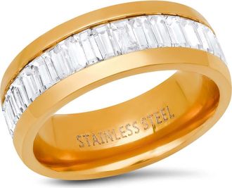 Steeltime Mens Crystal Band Ring in Gold/Black at Nordstrom Rack, Size 10