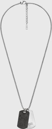 Diesel Stainless steel denim texture dog tag necklace - Necklaces - Unisex - Silver
