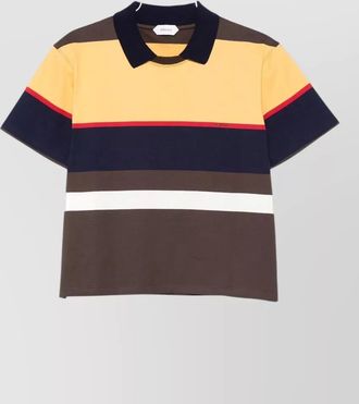 Versace cotton jersey t shirt striped polo collar