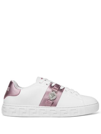 Versace Greca embellished sneakers - women - Polyamide/Polyester/Polyester/Lamb Skin/Thermoplastic Polyurethane (TPU) - 37.5 - White