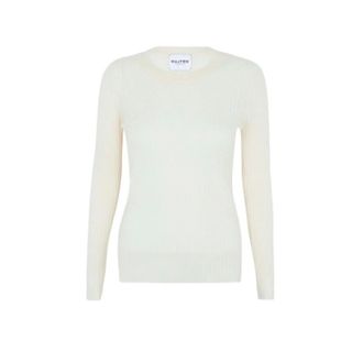 Kujten Jersey de punto de canal&eacute; con cuello redondo - Knitwear - Mujer - Blanco - M