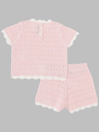 Tartine Et Chocolat Crochet Knit Top and Shorts Set - Pink