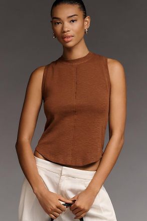 Pilcro Cotton Blend Split Graphic Tank Top